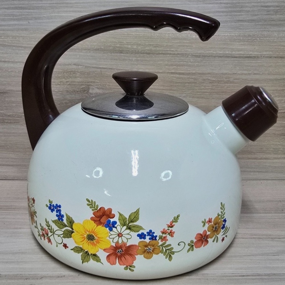 Vintage JMP Sweet Flowers Enamaled Tea Pot